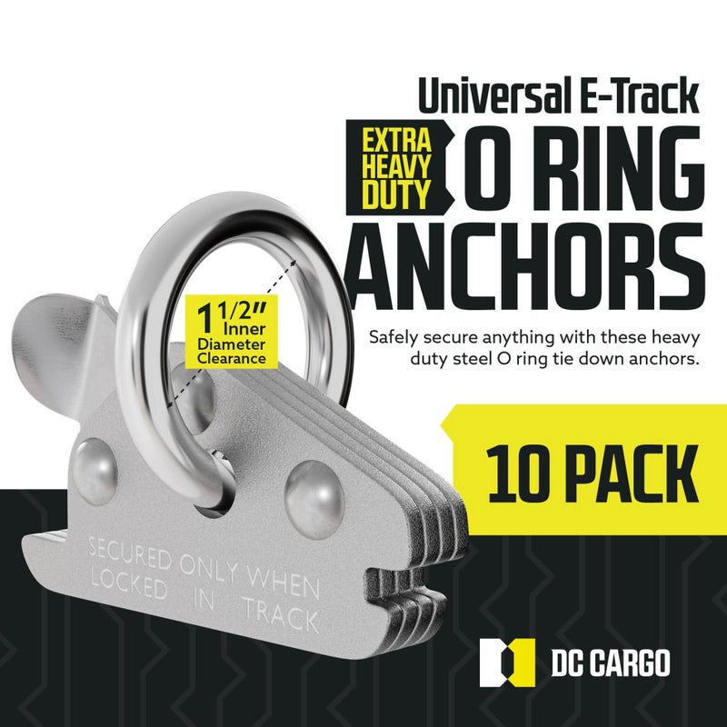 DC Cargo Mall Extra Heavy Duty Steel O-Ring (Pack of 10) 6000Lbs Break Strength - E Track Accessories Tie-Down Anchors for E-Track Tie-Down System - Image 2